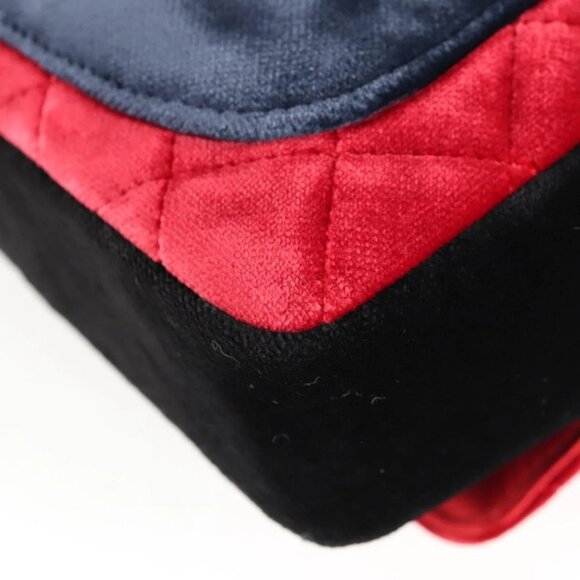 CHANEL Matelasse Camellia Chain Shoulder Bag Velor Red CC Auth KD378SM - Picture 4 of 16